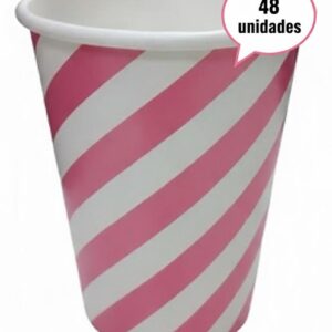 Vaso Polipapel Rayas Rosado (48 unidades)
