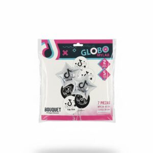 Set globo notas musicales plateado (7PCS)
