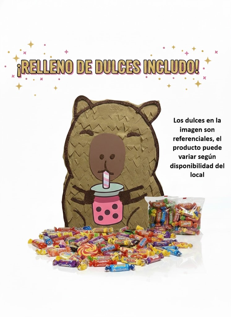 Piñata Artesanal Capibara Boba Tea - Imagen 2
