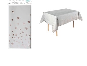 Mantel tornasol con estrella rosa gold (137x183CM)
