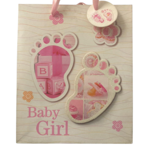 Bolsa de regalo "baby girl" 3D (19x23)