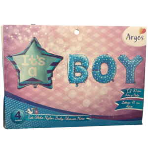 Set globo foil baby shower azul