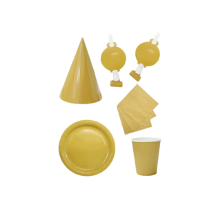 Set de cumple liso dorado (30PCS)
