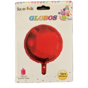 Globo metalizado circular rojo 1 unidad (45X45CM)