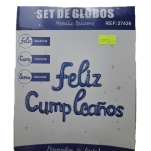 Set foil feliz cumpleaños azul